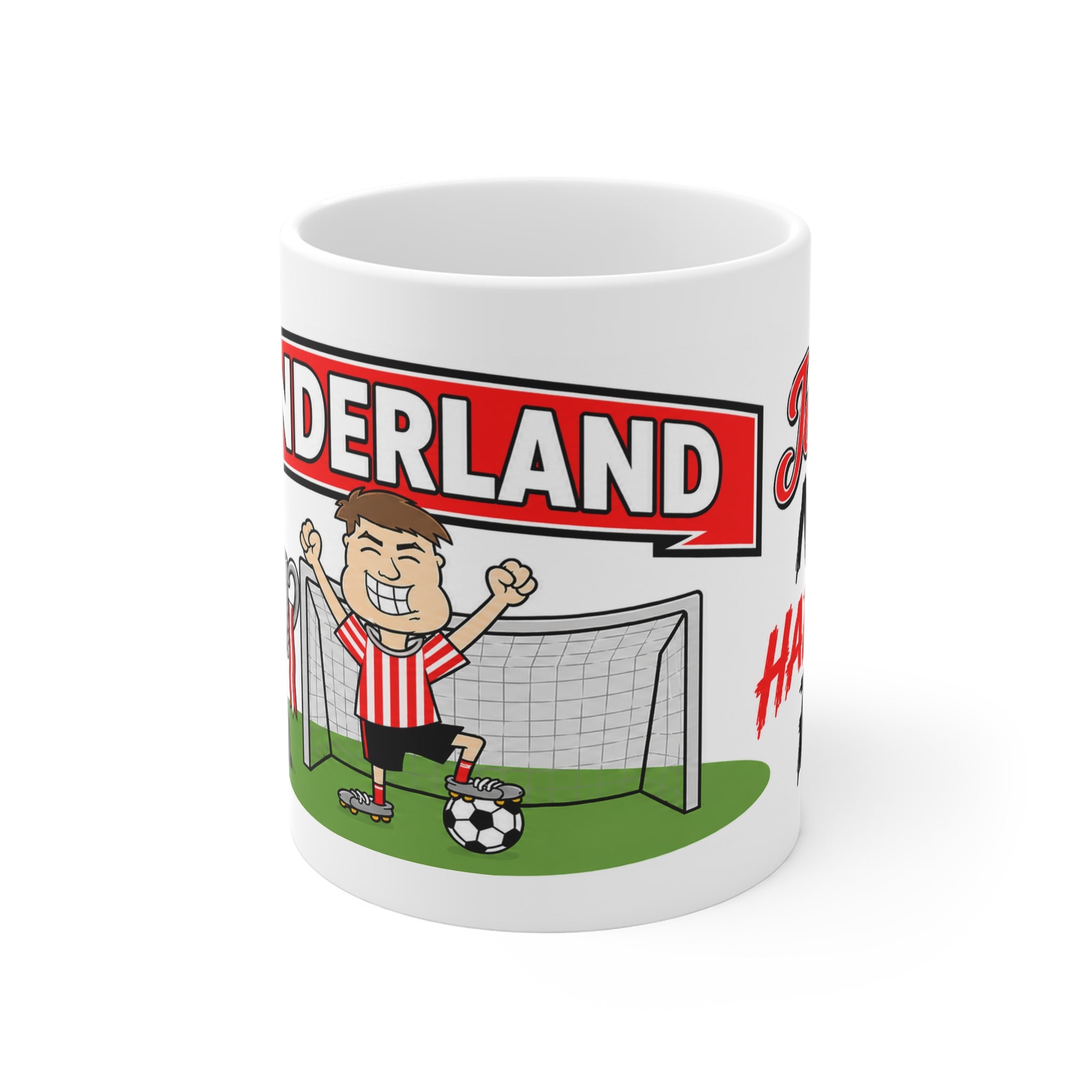 Personalised Sunderland Football Club Mug — Cartoon Player & Trophy 11oz