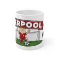 Personalised Liverpool Football Club Mug — Cartoon Player & Trophy 11oz