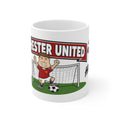 Personalised Manchester United Football Club Mug — Cartoon Player & Trophy 11oz