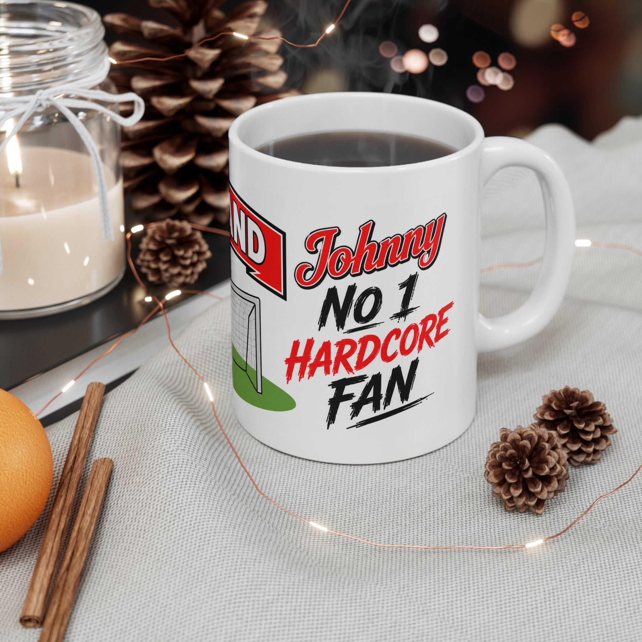 Personalised Sunderland Football Club Mug — Cartoon Player & Trophy 11oz
