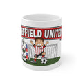 Personalised Sheffeild United Football Club Mug — Cartoon Player & Trophy 11oz