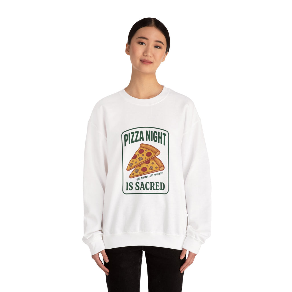 Pizza Night Is Sacred Sweatshirt | Vintage Food Graphics, Retro Diner Pizza Tee
