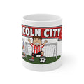 Personalised Lincoln City Football Club Mug — Cartoon Player & Trophy 11oz