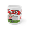 Personalised Brentford Football Club Mug — Cartoon Player & Trophy 11oz