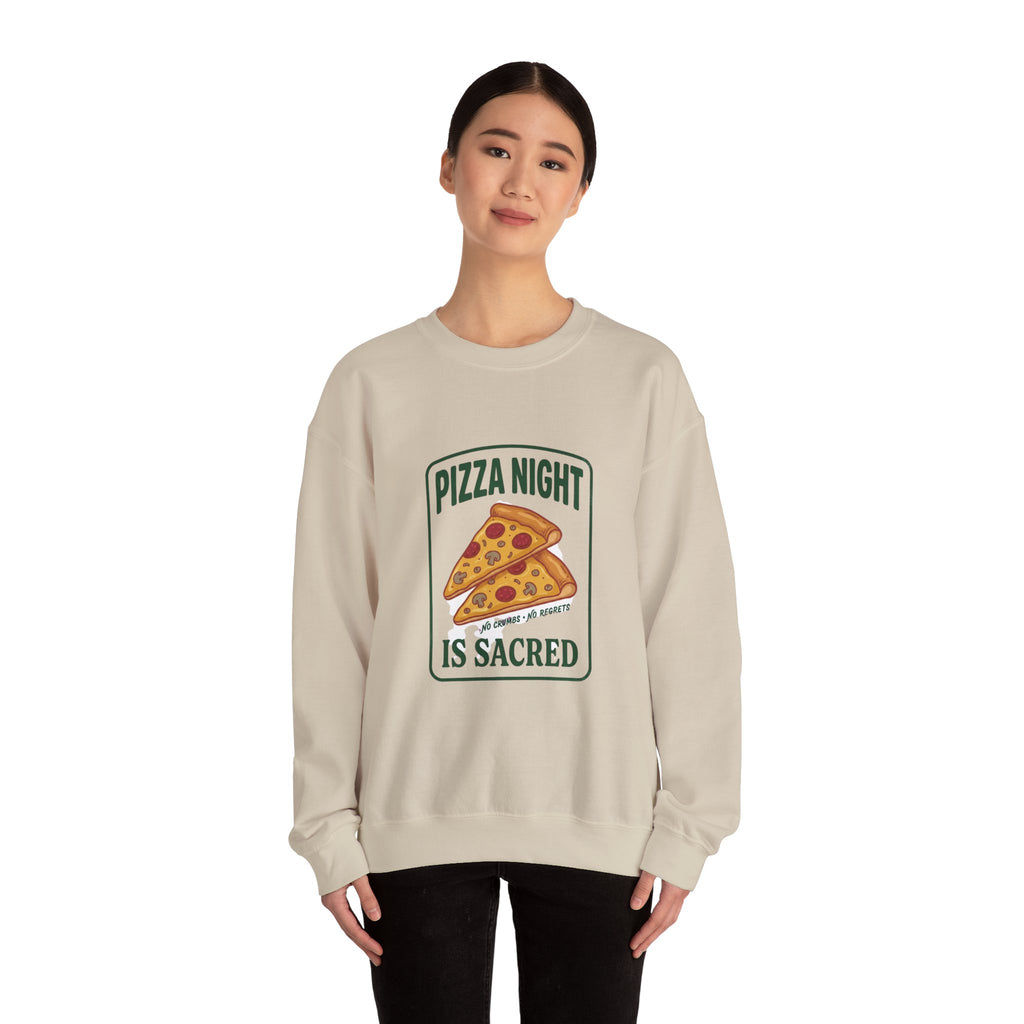 Pizza Night Is Sacred Sweatshirt | Vintage Food Graphics, Retro Diner Pizza Tee