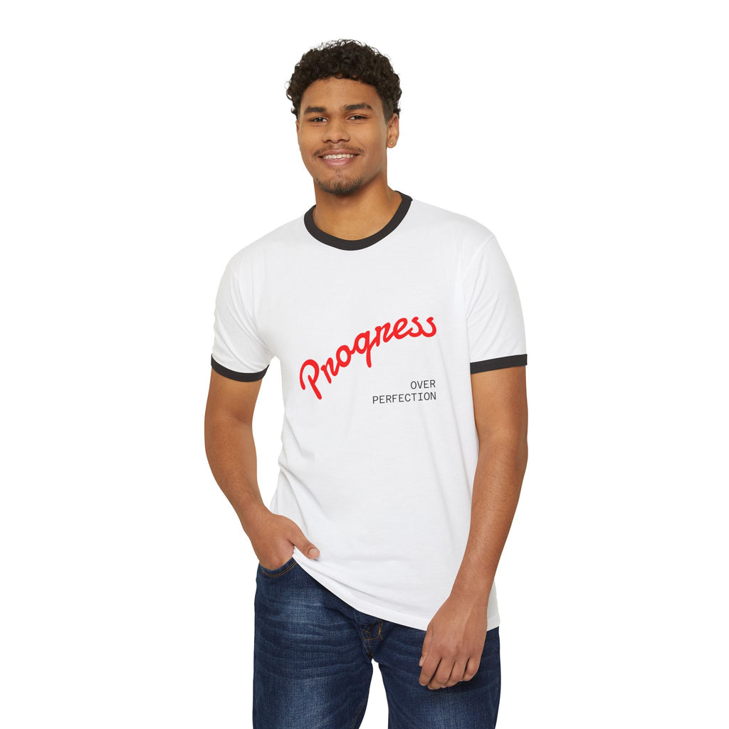 Progress over Perfection Unisex Ringer T-shirt T-Shirts Top
