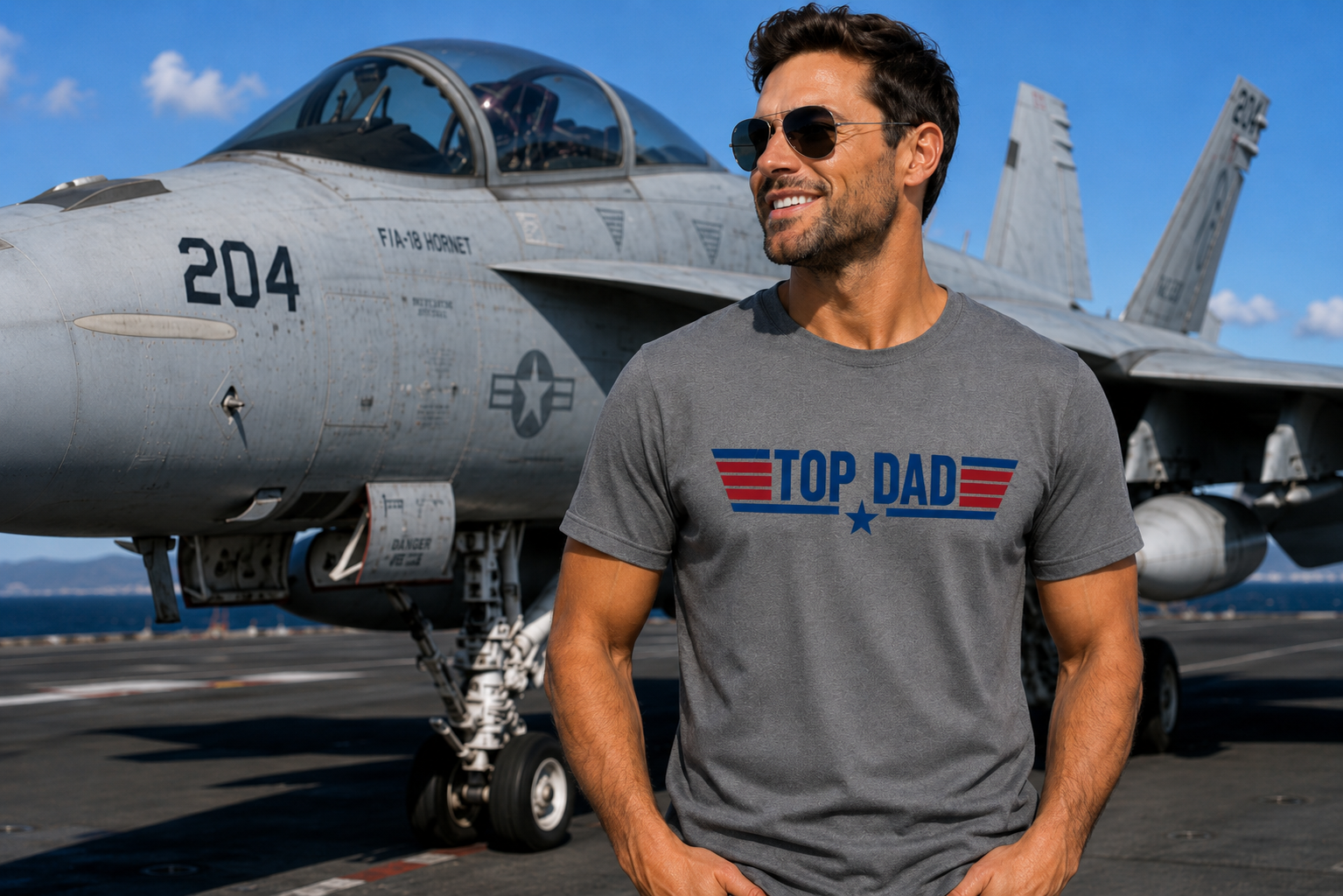 Top Dad T-Shirt and Mug Set Top Gun 80's Themed Gift Set