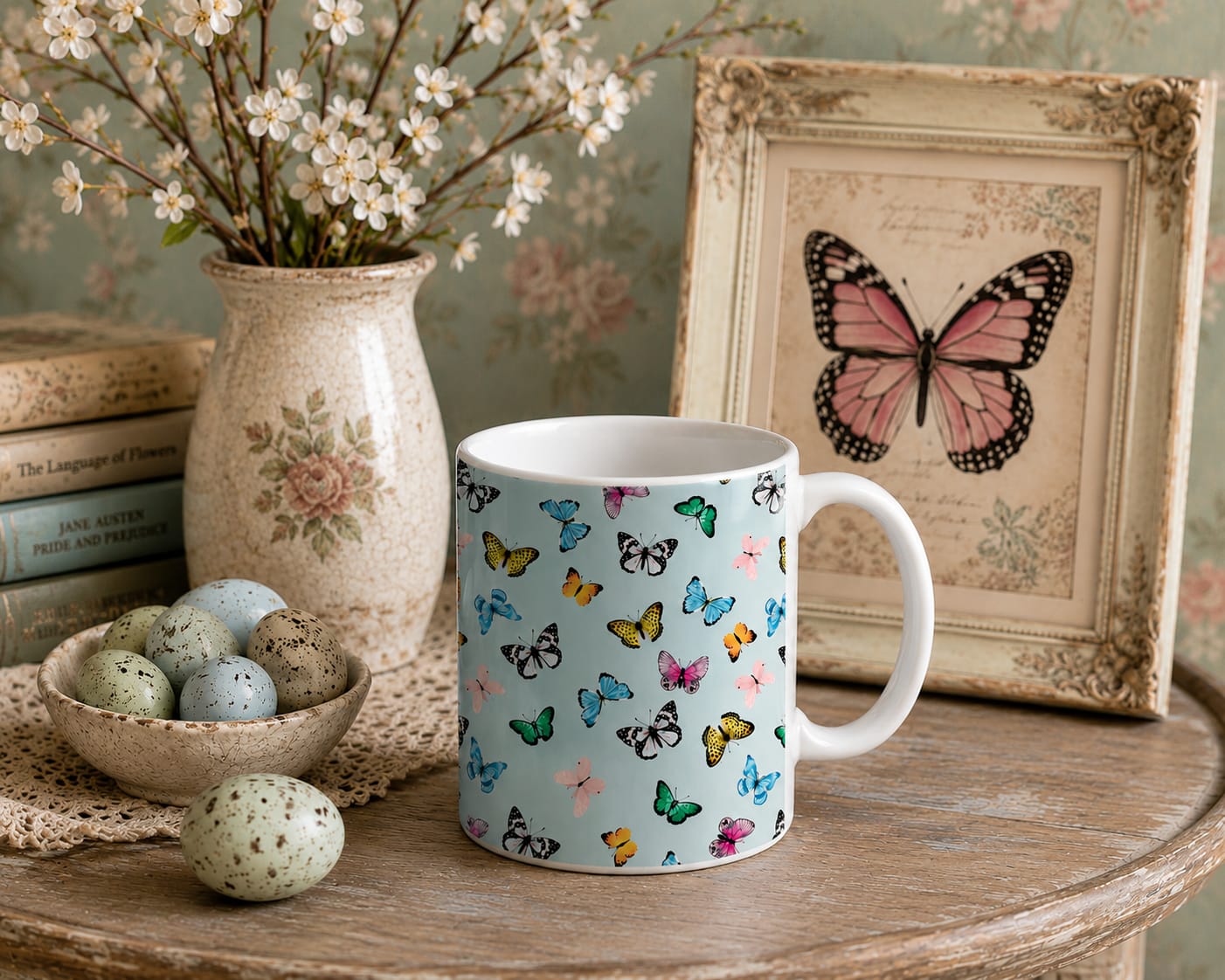 Blue Butterfly Mug Coffee Tea Mug 11oz